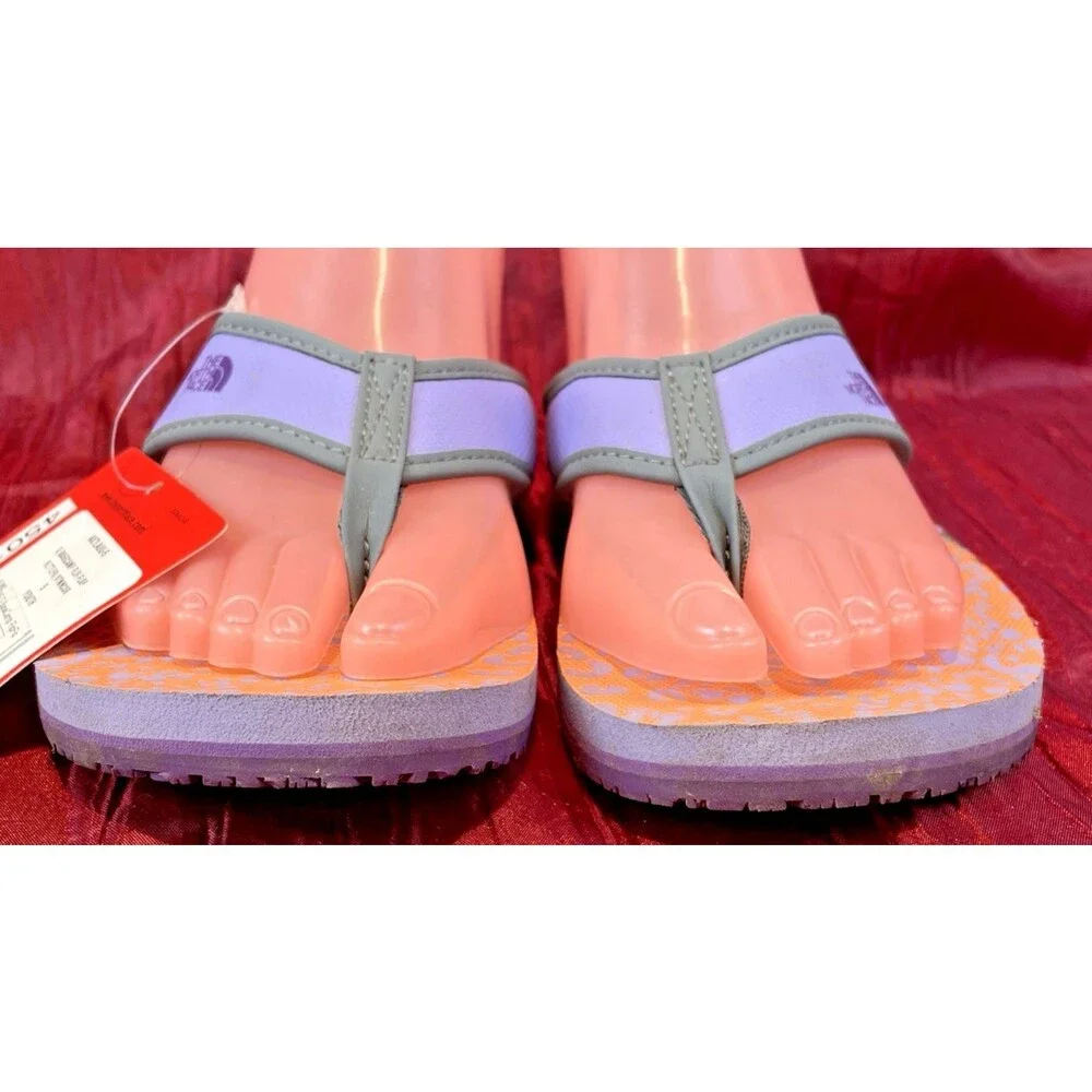 Youth The NORTH FACE NWT G Basecamp Purple Flip Flops Beach Surf Sandals sz 5Y